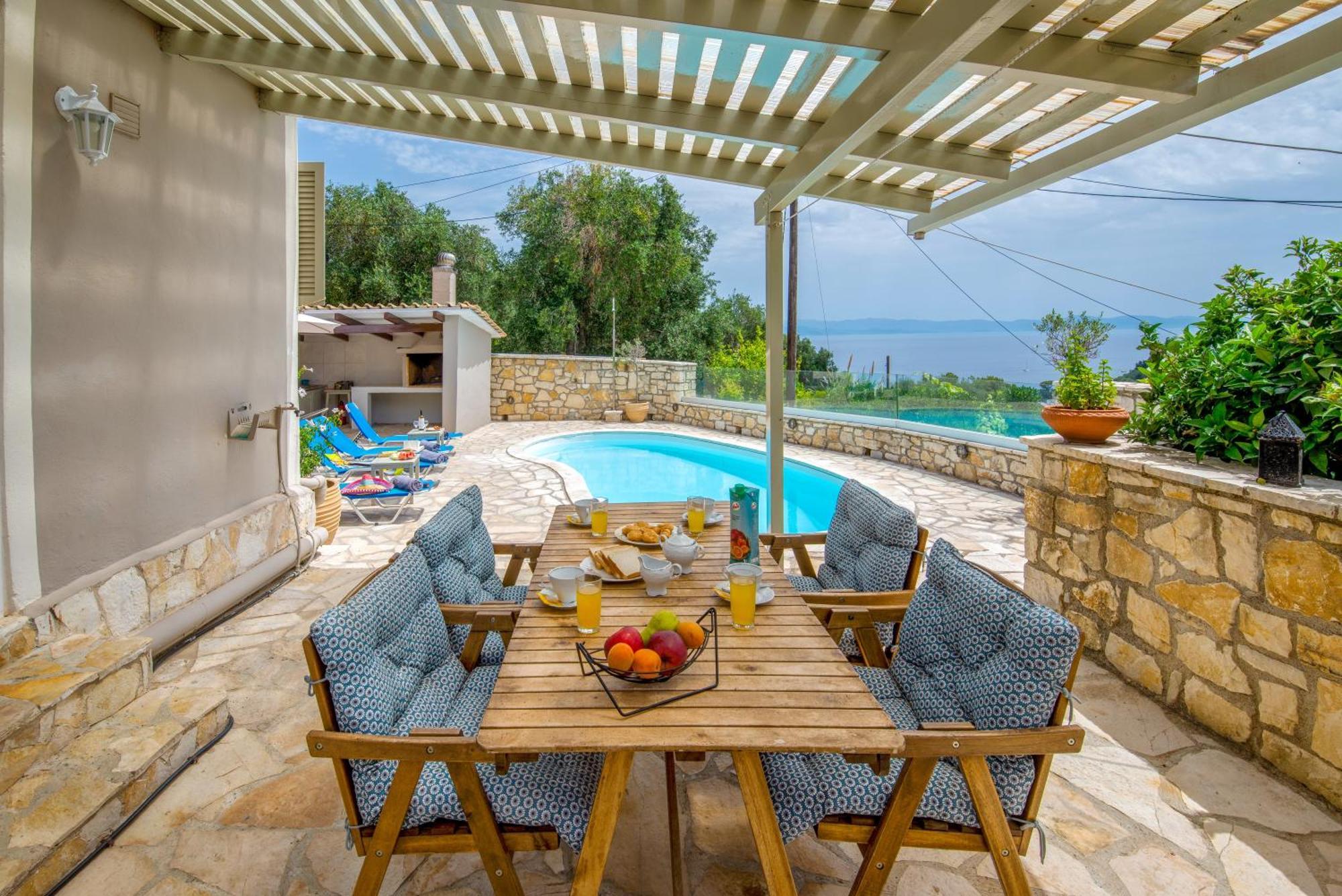 Loggos Seaview Cottage With Private Pool By Konnect Longós Exteriör bild