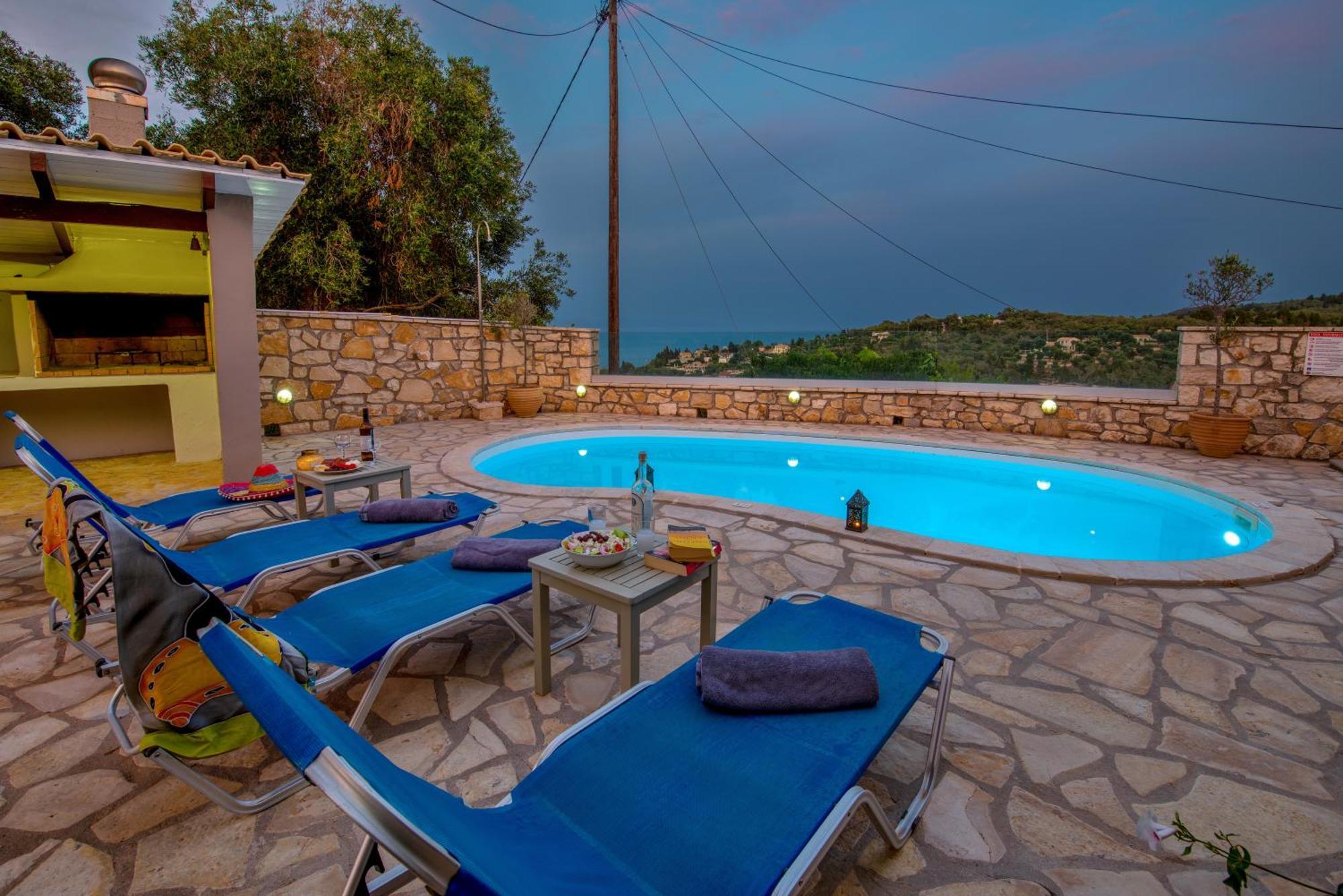 Loggos Seaview Cottage With Private Pool By Konnect Longós Exteriör bild