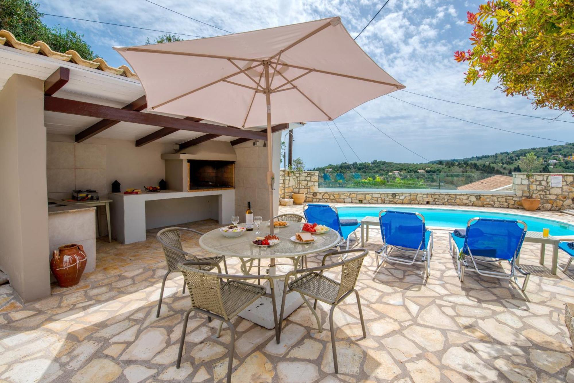 Loggos Seaview Cottage With Private Pool By Konnect Longós Exteriör bild